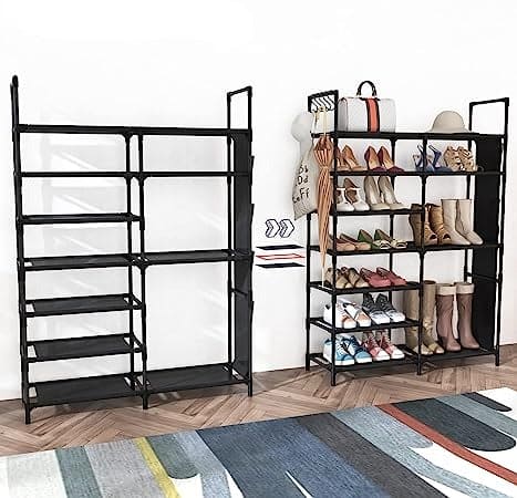 Multifunctional Storage Organizer, Standing Shoe Tower Racks, Cupboard Space Saving Shoe Stand, 7 Tier Shoe Rack for Entryway, Metal Shoe Organizer for Entryway Closet, Stackable Shoe Boots Storage Cabinet With Hooks Multifunctional Storage Organizer, Standing Shoe Tower Racks, Cupboard Space Saving Shoe Stand, 7 Tier Shoe Rack for Entryway, Metal Shoe Organizer for Entryway Closet, Stackable Shoe Boots Storage Cabinet With Hooks